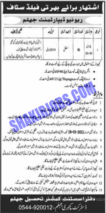 Patwari Jobs in Punjab 2022
