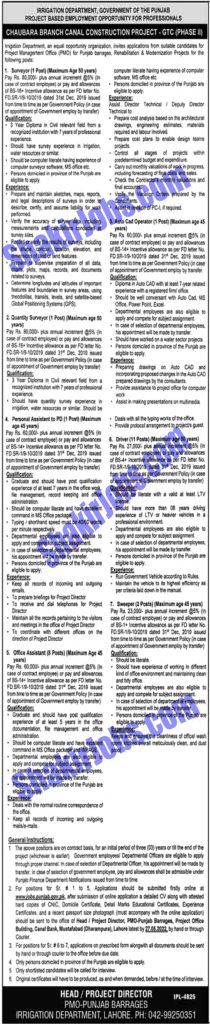 Irrigation Department Punjab Jobs 2022
