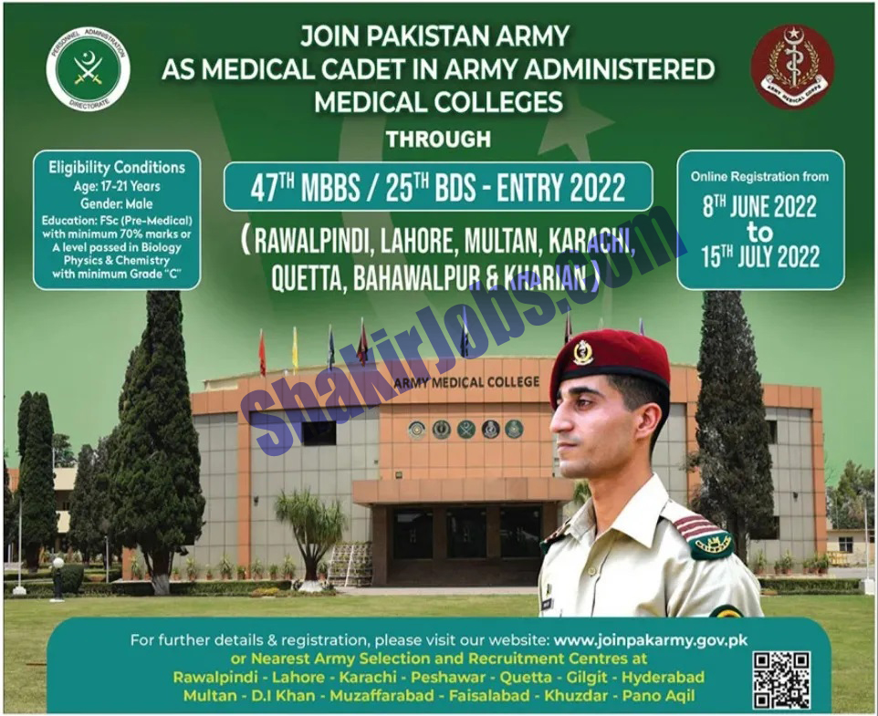 Pak Army Medical Cadet Jobs 2022
