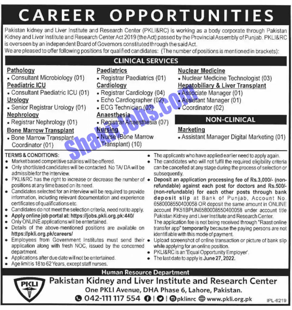 Pakistan Kidney And Liver Institute Jobs 2022
