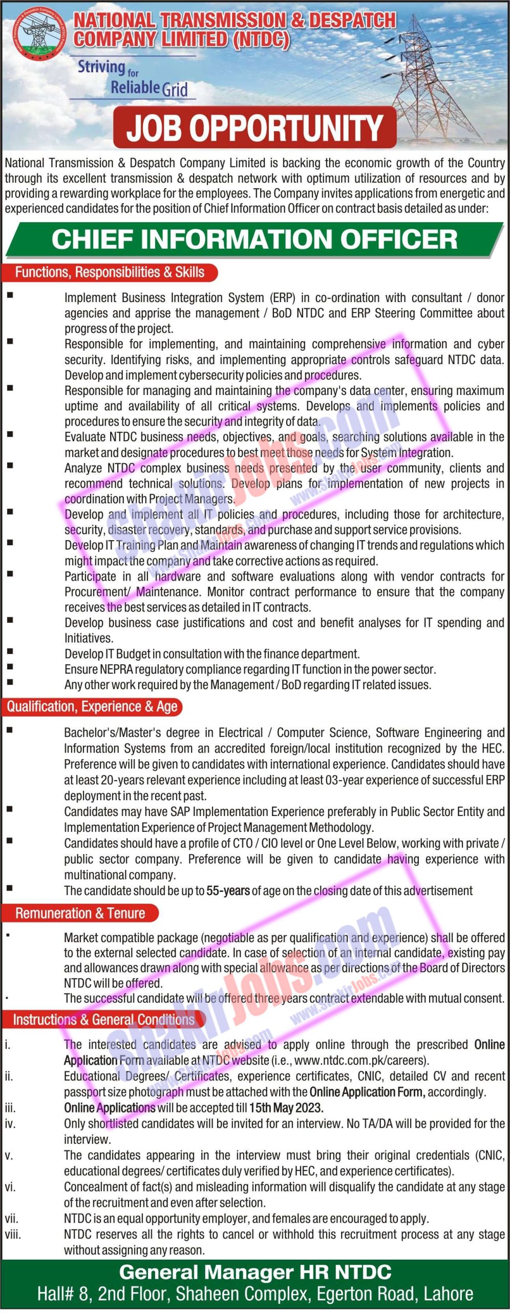 NTDC Jobs 2023 National Transmission and Dispatch Company