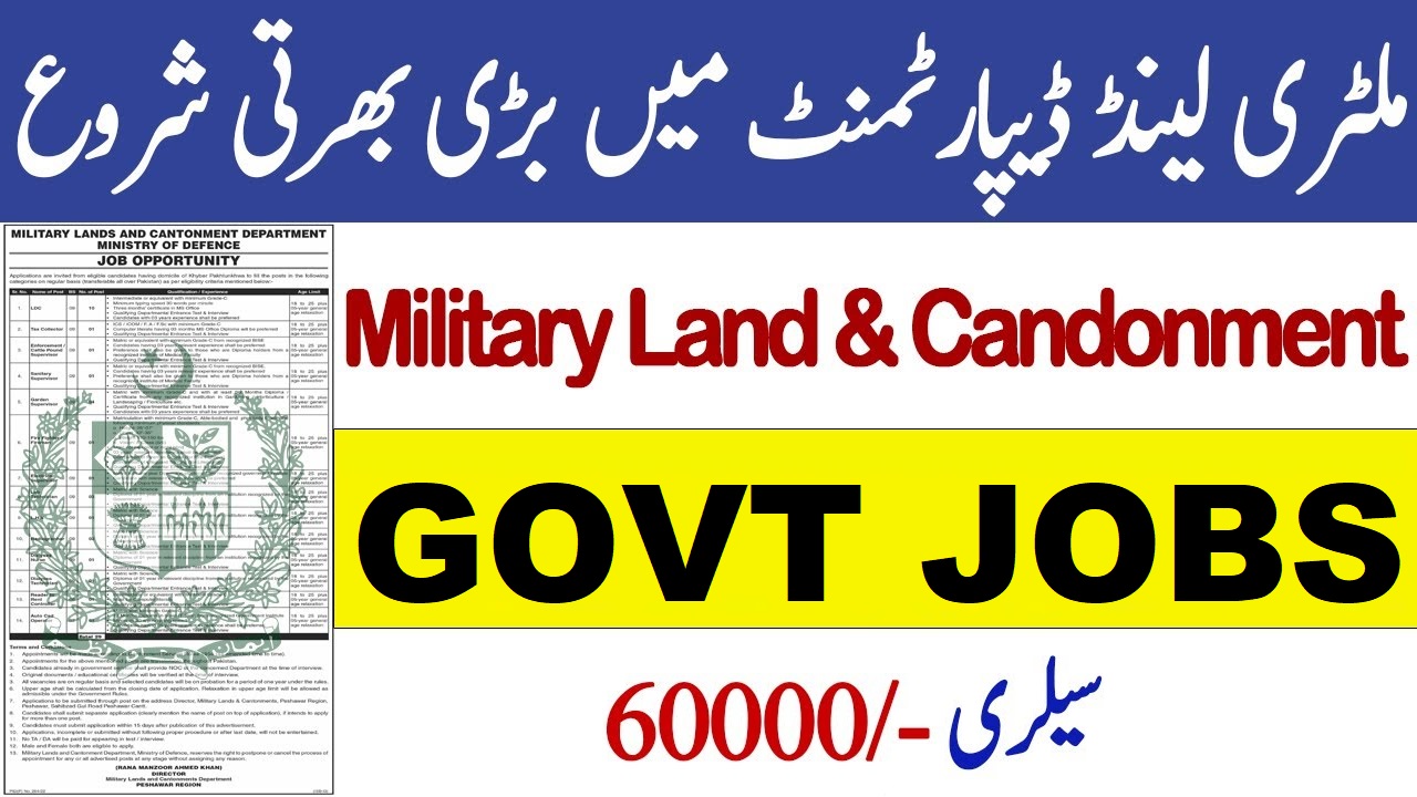 MLC Jobs 2025 Military Lands and Cantonments
