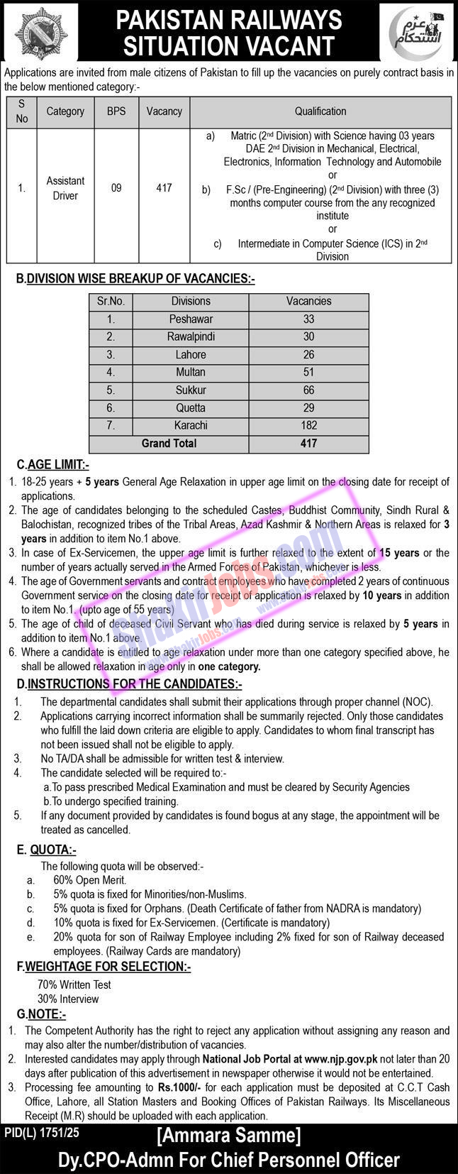 [500+Vacancies] Pakistan Railway Jobs 2026 || New Government Jobs 2026